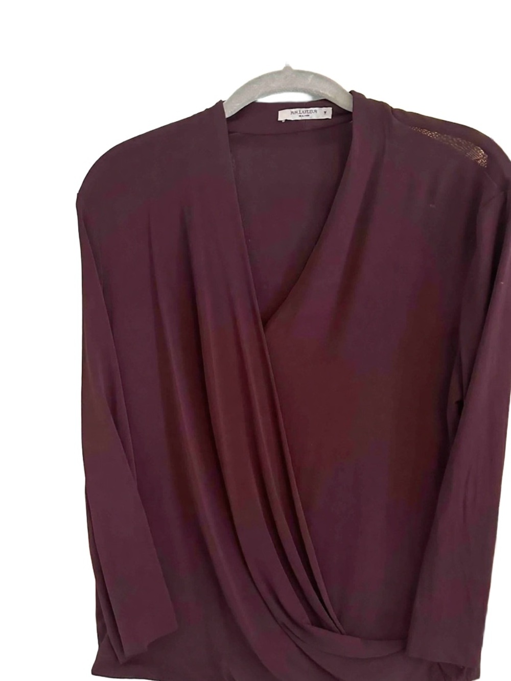 MM Lafleur Draped Wrap-Front Top in Plum